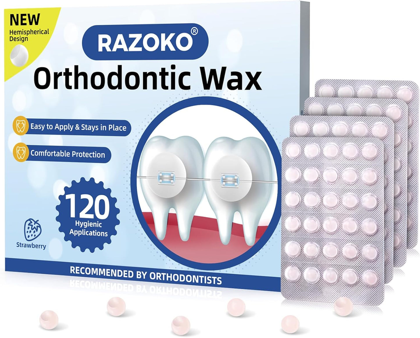 RAZOKO Orthodontic Wax for Braces Wax Dots 120 Individual Hygienic Packaging Dental Wax