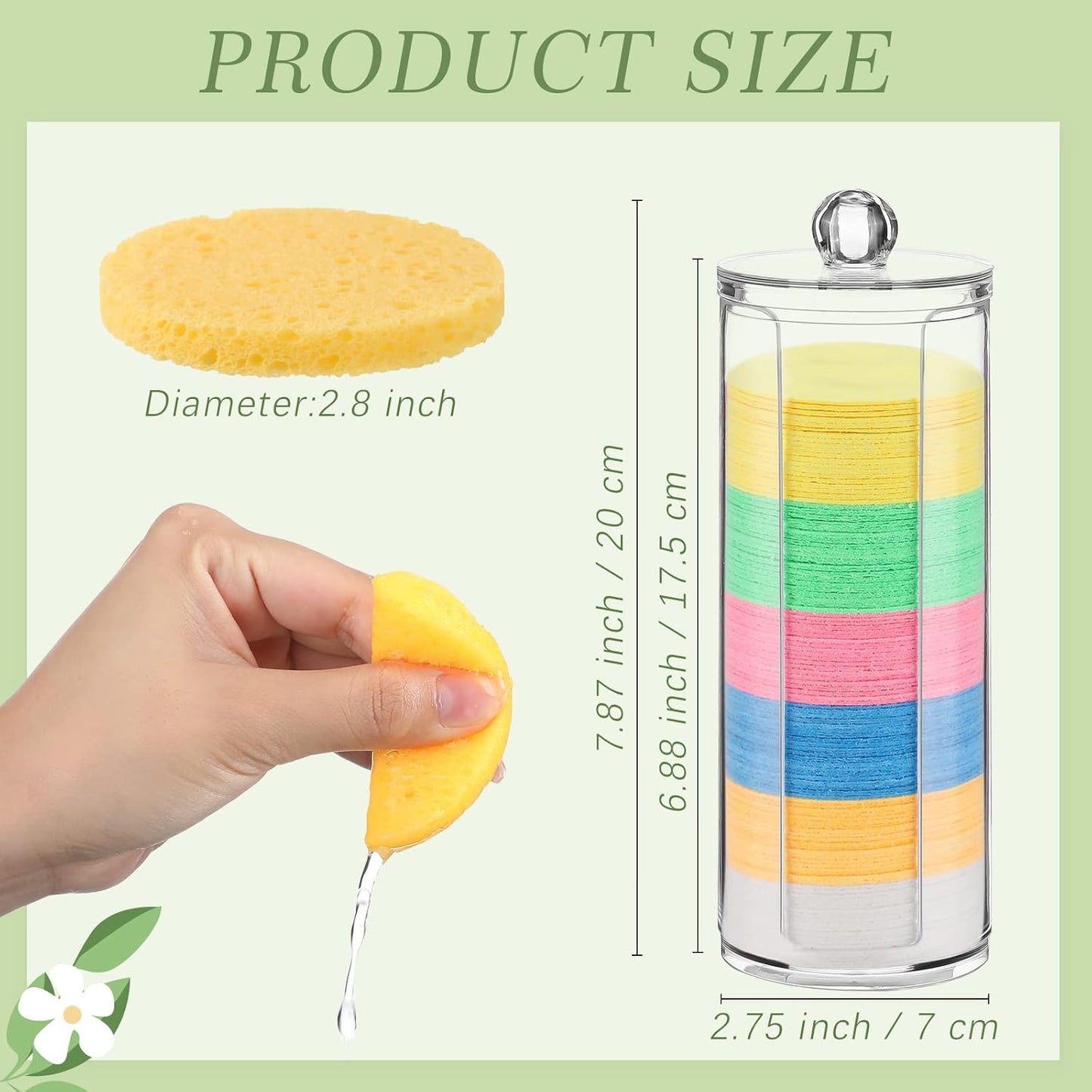 Sieral 120pcs Compressed Facial Sponges Disposable Natural Face Sponges Round Soft Pads with Container for Washing Face Cleansing Exfoliating Esthetician Makeup Removal Travel(Multicolor)