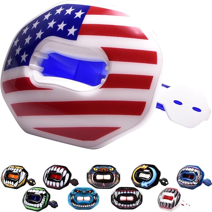Oral Mart Flag Football Mouth Guard with 3D LipFit Design for Kids - Youth Tackle Football Mouthguard (No Boil) Cool Instant Fit Lip Guard Mouthpiece for Braces (Detachable Helmet Strap Included)