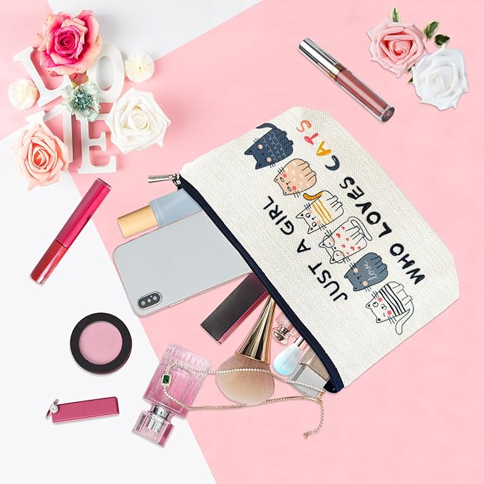 ancpeany Cat Gifts for Women Makeup Bag, Cat Lover Gifts for Cats Lovers, Cats Themed Lady Gift, Cats Mom Accessories Stuff for Teens Girls Daughter Birthday Decorations, Cosmetic Bag Zipper Pouch