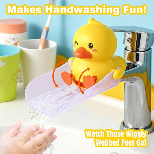 Skyroku Duck-Tastic Faucet Extender for Toddlers – Kicking Legs Fun! Splash-Proof & Easy Install Sink Extender for Kids