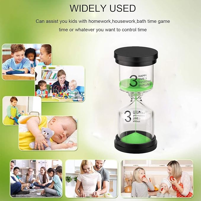 SuLiao Sand Timer 3 Minute Hourglass: Large Sand Clock, Reloj De Arena Three Minutos, Plastic Hour Glass Sandglass for Child, Student, Classroom, Games, Kitchen, Decoration