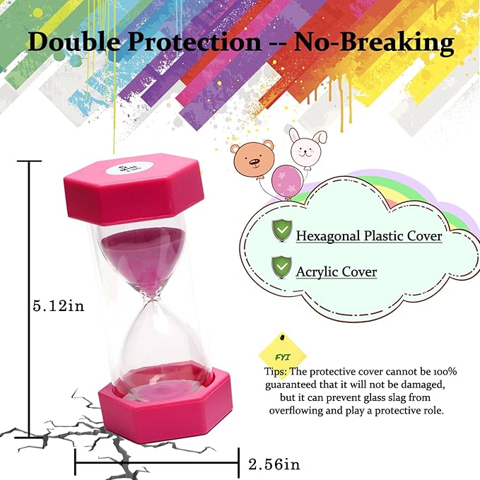 5 Minutes, Sand Timer, Hourglass Sandtimer, Kitchen Timer Digital for Cooking, Sandclock for Games, Classroom, Kitchen, Toothbrush Timer, Decoration, Pink