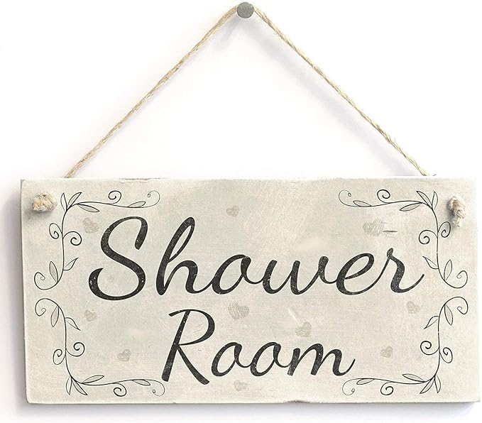 Shower Room Vintage Wood Signs for Home Decor Door Plaques for Bathroom 12x6inches(1071qq)