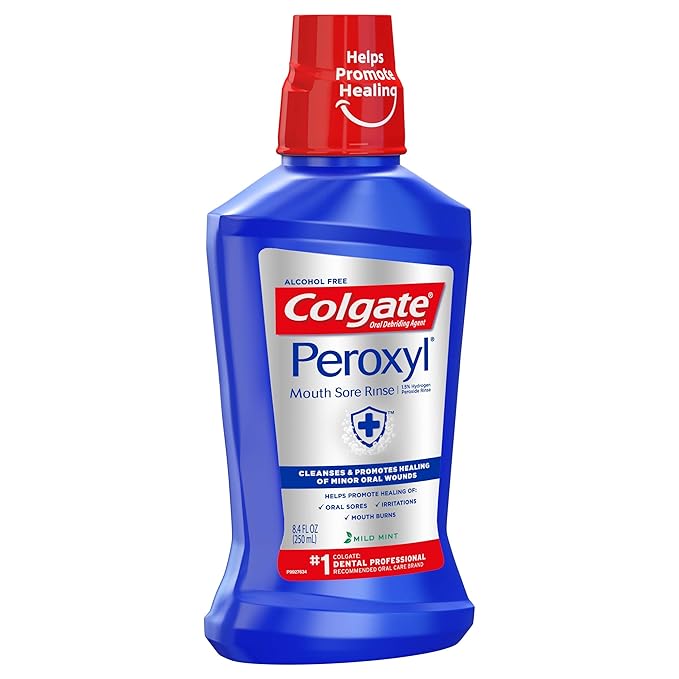 Colgate Peroxyl Antiseptic Mouth Sore Rinse, Alcohol Free, 1.5% Hydrogen Peroxide, Mild Mint, 8.45 Ounce