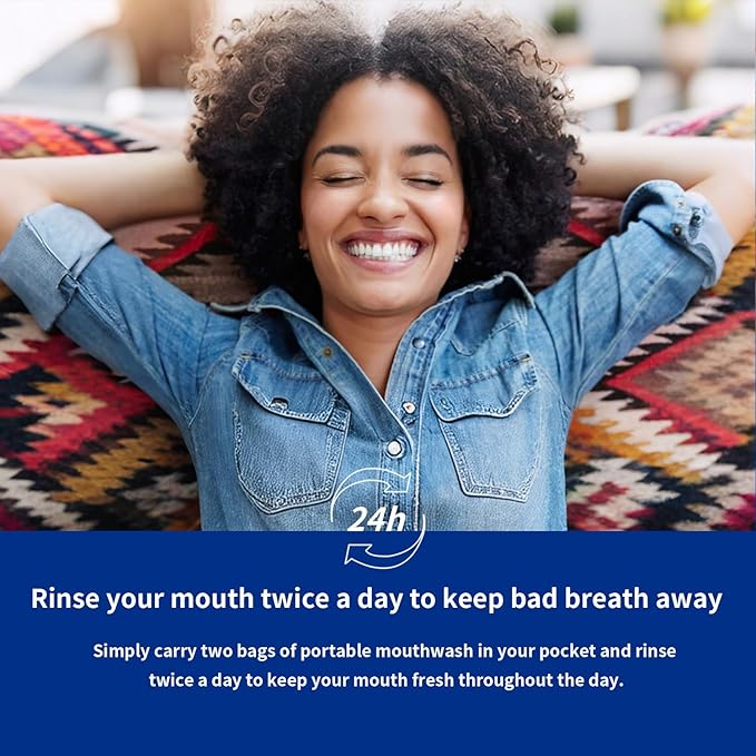 MySmile Water Flosser Mouthwash, Travel Size Concentrated Mouth Wash for Adults, 15x Concentrated Equals 200 FL oz, Alcohol Free for Bad Breath, Fresh Mint, (30 Uses, 0.06 fl oz)