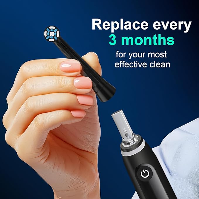 [Upgraded 2025] AmuLumon 4-Pack Ultra-Soft Toothbrush Heads for Oral-B iO Series (iO3/iO4/iO5/iO6/iO7/iO8/iO9/iO10) – Gentle Gum Care, Hygienic Travel-Ready Replacement Brush Heads (Black, 4PACK)