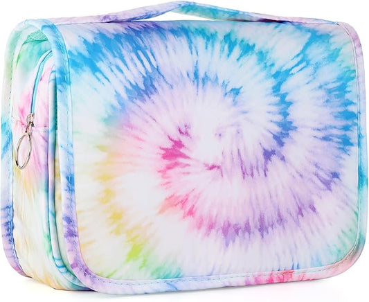 Kids Hanging Toiletry Bag for Girls, Travel Toiletry Bag for Teen Girls Tie Dye Cosmetic Makeup Waterproof Wash Bag Traveling Toiletries