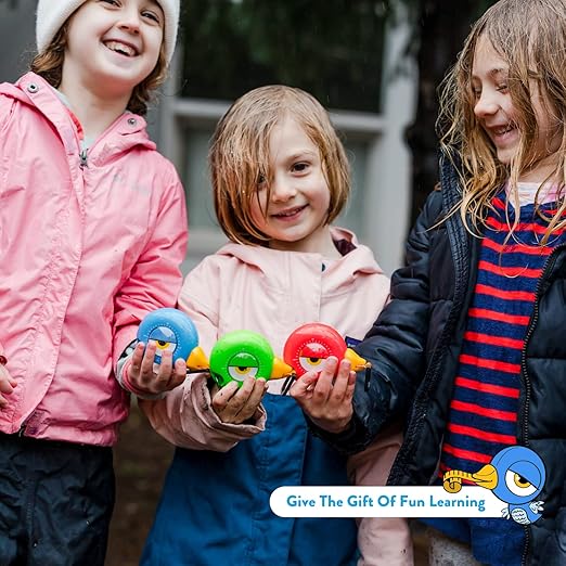 Handy Famm 8ft Blue Bird Tape Measure for Kids – STEM Educational Tool with Level, Protractor, Retractable Design - DIY Construction Toy, Child-Safe Measuring Tapes, Gift for Boys & Girls 3+