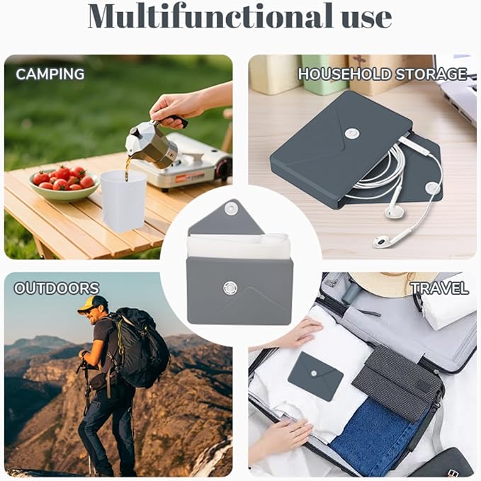 Silicone Collapsible Travel Cup, Foldable Water Cup with Card Bag - Portable Leak-Proof Reusable Mug for Camping, Hiking, Sports (green)