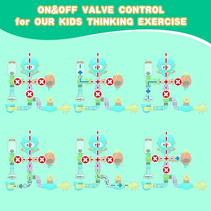 Bath Toys for Kids Ages 4-8, STEM 27 Pack | DIY Water Pipe Assembly Kit with Suction Cups | Mold-Free Educational Bath Toys | Kid&Toddler Bath Toy with Interactive Features for Cognitive Development