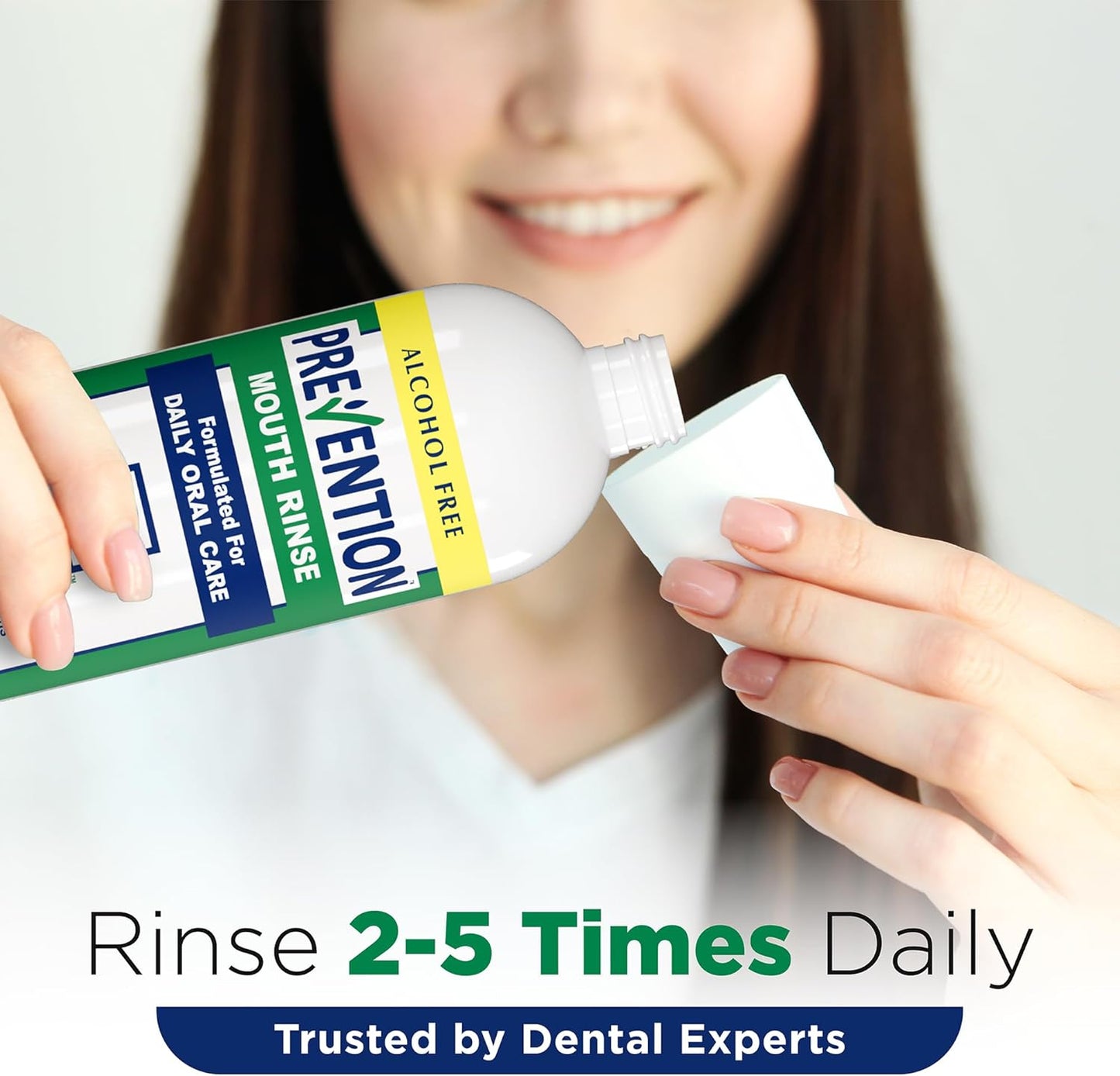 Prevention Daily Care Alcohol-Free Mouthwash, Hydrogen Peroxide Teeth Whitening with Soothing Fresh Mint for Bad Breath Treatment, Fluoride-Free Gum Care Oral Mouth Rinse 16 oz 1 Pack