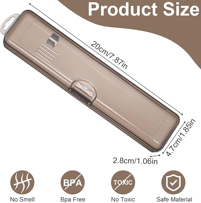 Lusofie 2 pcs tooth brush travel case Transparent Black travel toothbrush case 7.87 x 1.85 x 1.18 Inches