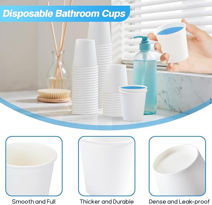 300 Pack 5 oz Paper Cups, Small Bathroom Cups Disposable Paper Cup for Mouthwash,Hot/Cold Beverage Drinking Cup for Party, Picnic, BBQ, Travel and Event
