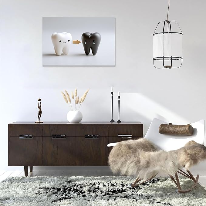 SchindlerBang Watercolor Dental Gift Print,Adorable Cartoon Tooth Art,Great for Graduations,Clinics,or Medical Office Decor 16x24inch Ready to Hang