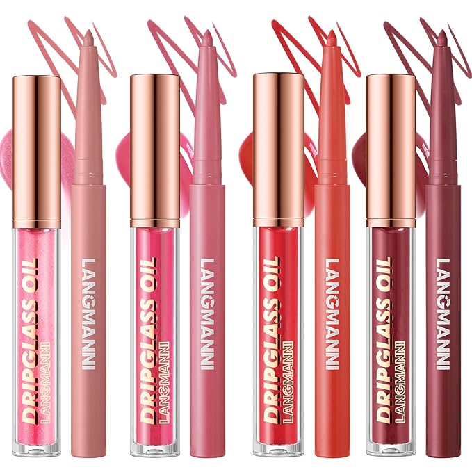 Jolilab Matte Lip Liner Lip Oil Set, Lip Makeup Set Natural Smooth Long-Lasting And Hydrating Beauty Daily Cosmetics Gift for Girls Easy-to-Use（10pcs）