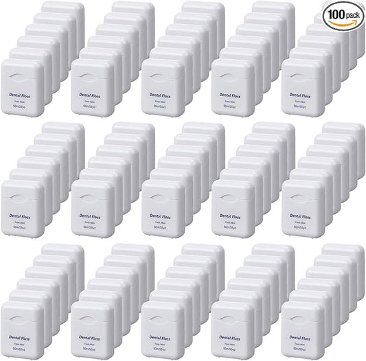 Mimorou 96 Pack Dental Floss Bulk Mint Flavored Floss 50m Each Travel Dental Oral Care for Teeth and Gum Protection(White)