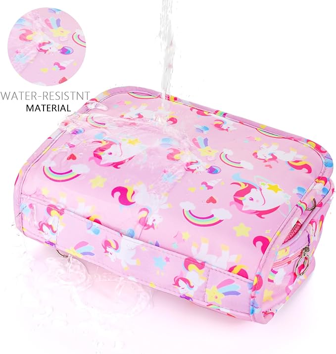 Kids Hanging Toiletry Bag for Girls, Travel Toiletry Bag for Little Young Girls Cosmetic Makeup Waterproof Wash Bag Toddler Traveling Toiletries, Unicorn Pink
