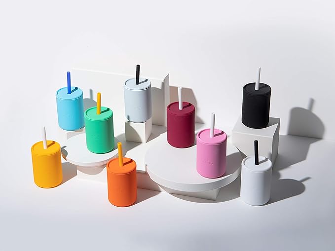 Avanchy Silicone Training Sippy Cup with Straw Lid – Tiny Cup for Babies 6+ Months to Toddlers 1 Year Old – 5 oz Infant Water Cup for Baby Led Weaning, Yellow