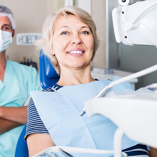 JMU 125 Pack Dental Bibs, 3-Ply Disposable Dental Bibs 13" x 18" Patient Bibs, Blue