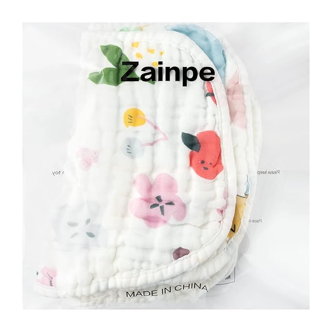 Zainpe 6Pcs Snap Muslin Cotton Baby Bibs Star Cat Rabbit Pattern Adjustable Feeding Bib Machine Washable Unisex Burp Cloths with 6 Absorbent & Soft Layers for Infant Toddler Newborn Eating Drooling