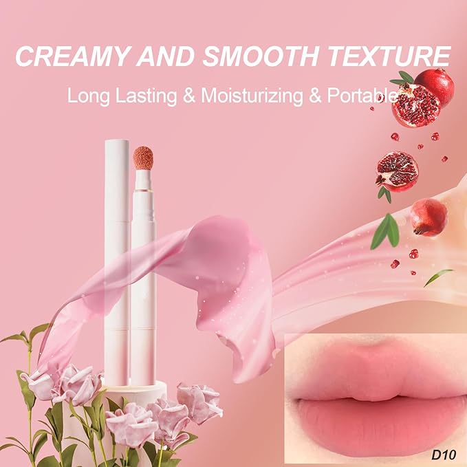 Cushion Lip Powder Cream, Matte Lip Cream - Long-Lasting & Smooth Skin, Non-Drying, Moisturizing Non-Fading Lipstick, CreaM Velvet Finish, Lightweight (N14 Cherry pink)