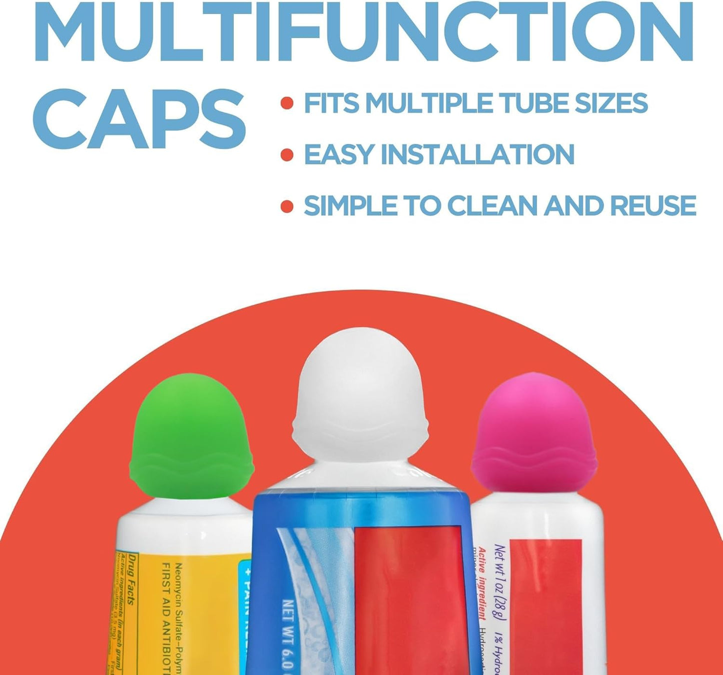 Chrome Cherry SqueezMe Self-Closing Toothpaste Caps, Silicone Lid for Kids & Adults, No Mess Toothpaste Dispenser, Easy Squeezer Cap for Tubes, Bathroom Accessory, Multicolor, Pack of 6