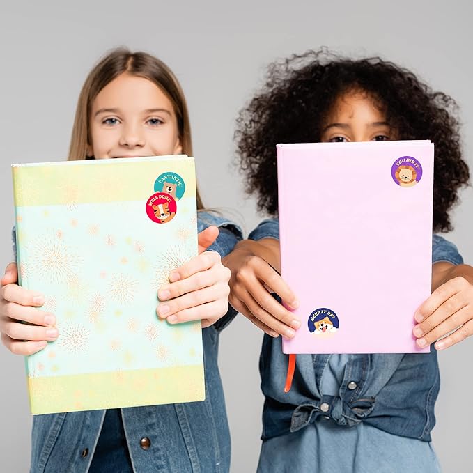 Mobiusea Creation Classroom Stickers | Gold Foil Good Job Stickers |1 Inch | 1000pcs Cute Animal Reward Sticker, Motivational Sticker for Kids, Teacher, Elementary, School, Preschool