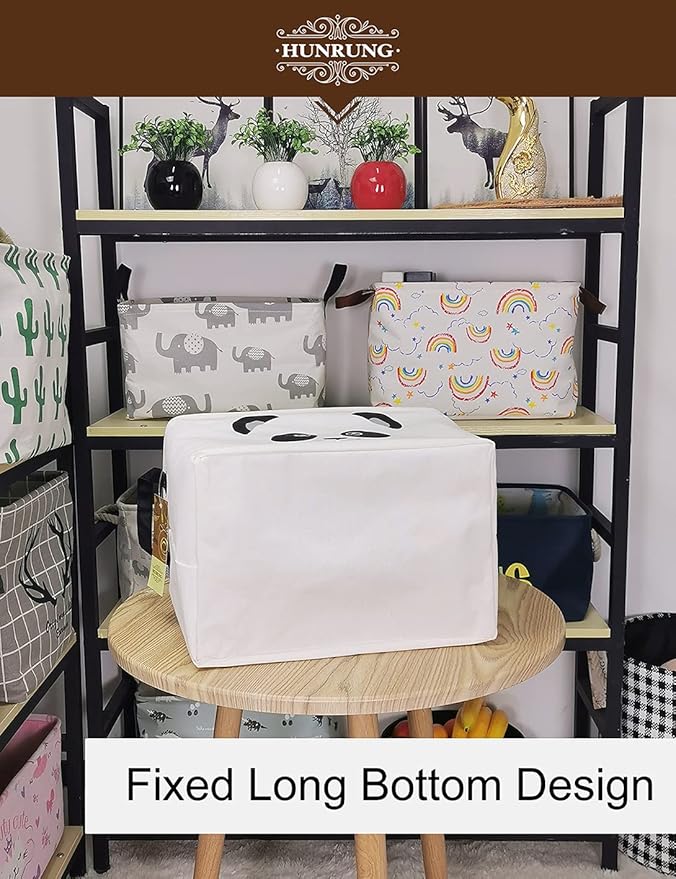 HUNRUNG Rectangle Storage Basket Cute Canvas Organizer Bin for Pet/Children Toys, Books, Clothes Perfect for Rooms/Playroom(Rectangle Panda)