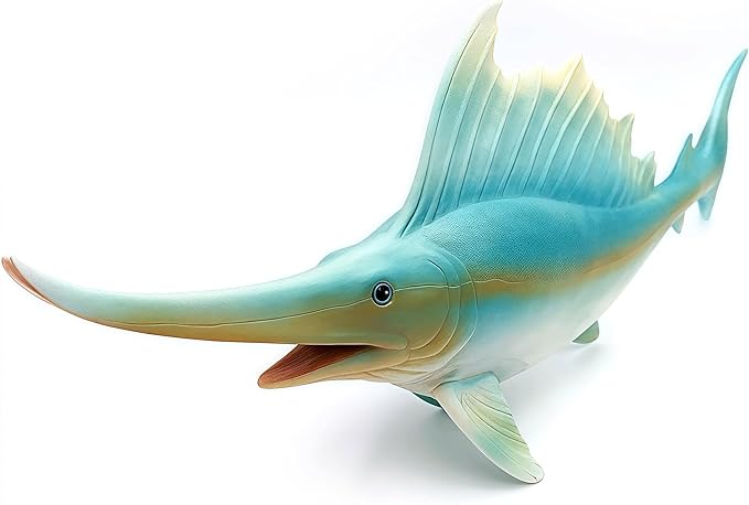 Gemini&Genius Sea Animal Sailfish Action Figure Soft Rubber Swim Bath Toy, Realistic Ocean Swordfish Educational and Role Play Toys for Kids and Collectors (17 Inches)