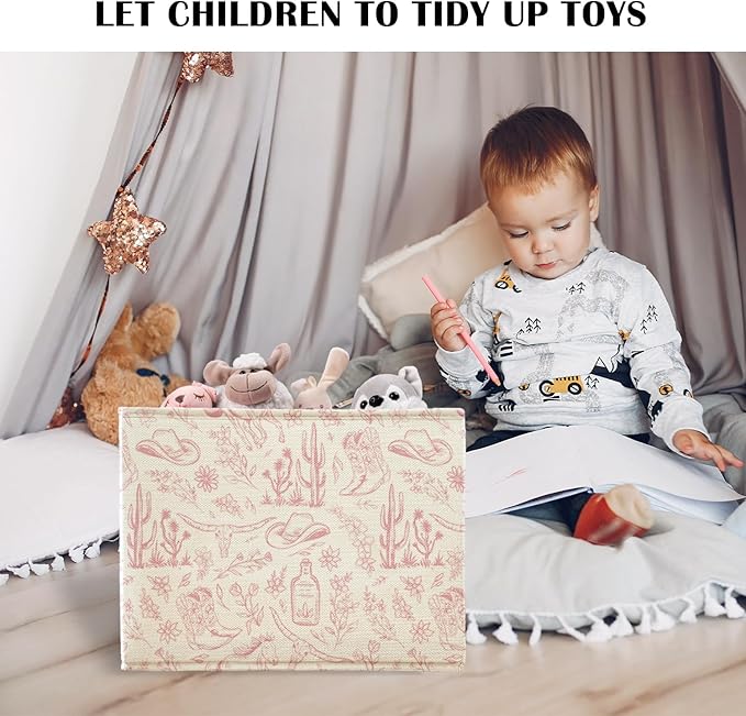 Western Cowgirls Storage Basket Organizer Bins With Handles,Western Nursery Organizing Decorative Storage Basket for Home,Collapsible Closet Shelf Cloth Organizer Basket for Bedroom Bathroom