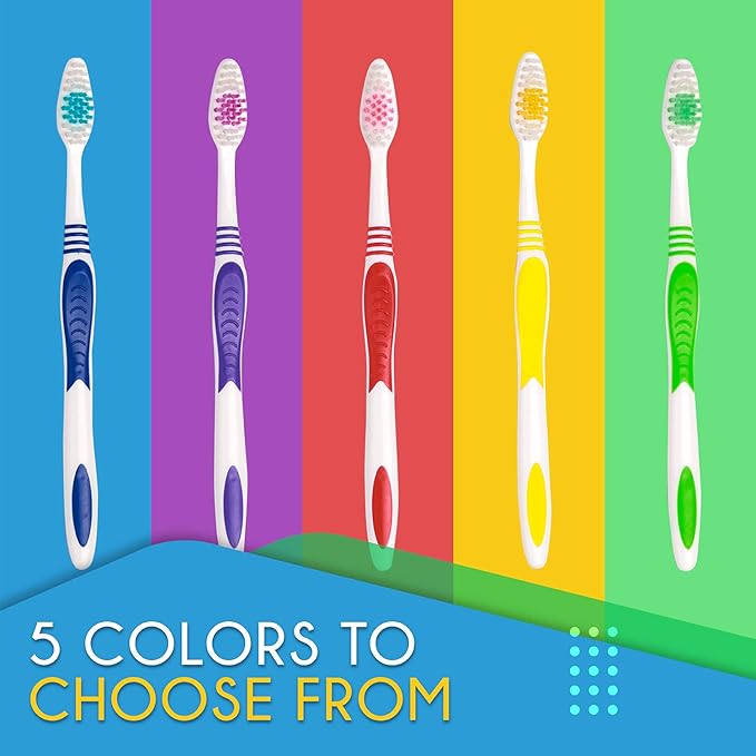 Bulk Toothbrushes 25 Pack | Individually Wrapped Travel Toothbrush Set for Adults & Kids | Made with a Medium-Soft Large Brush Head | BPA-Free & Disposable!