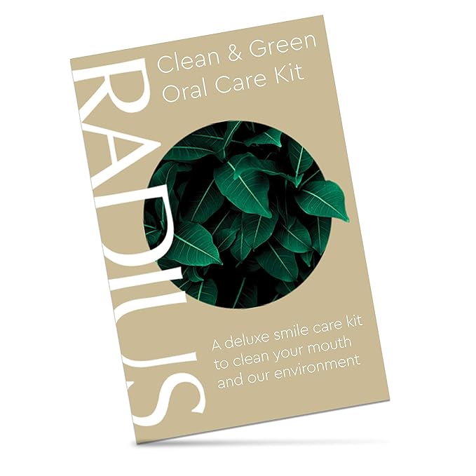 RADIUS Clean & Green Deluxe Oral Care Kit (Source Toothbrush With Replacement Head, Organic Mint Aloe Neem Toothpaste, Vegan Xylitol Mint Floss, Travel Case), 1 Count