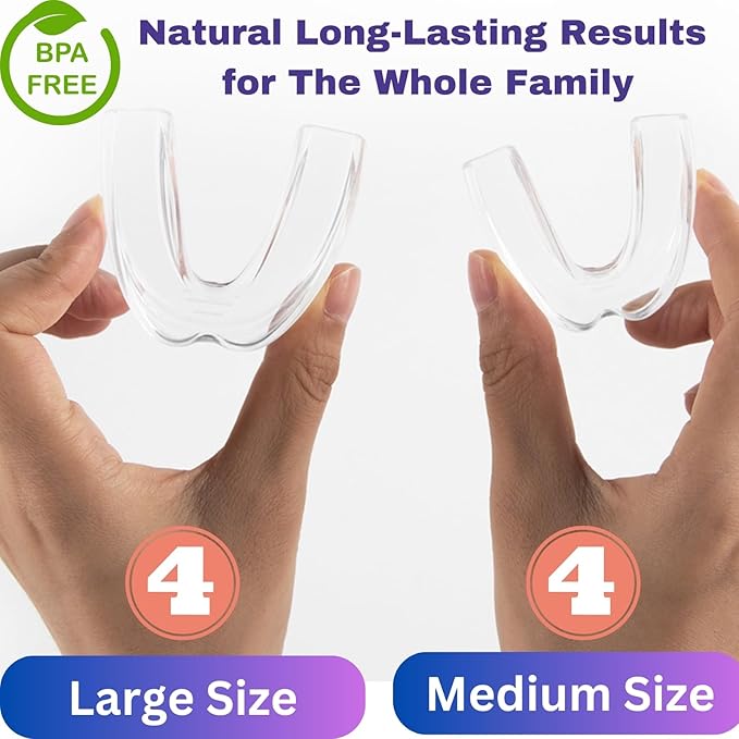 Mouth Guard for Grinding Teeth at Night – Custom Fit Night Guards for Teeth Grinding with 8 Trimmable Dental Guards and 2 Travel Cases