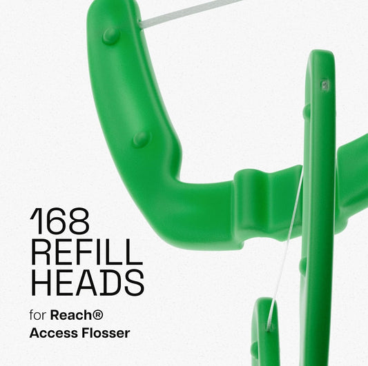 REACH Ultraclean Access Flosser Refill Heads, Mint, Plaque Remover for Teeth, Shred Resistant, for Hard to Reach Areas, Oral Care, PFAS Free, for Adults & Kids, 6 Pack, 28 Count