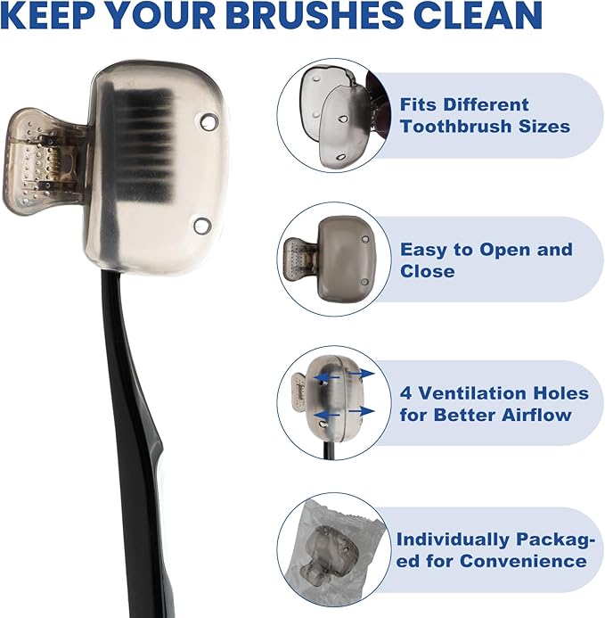 Zoyiancy 10pcs Toothbrush Cover, Toothbrush Protector Case, Travel Tooth Brush Head Pod Case, Toothbrush Cap Plastic Clip for Household Bathroom School(10 Colors)