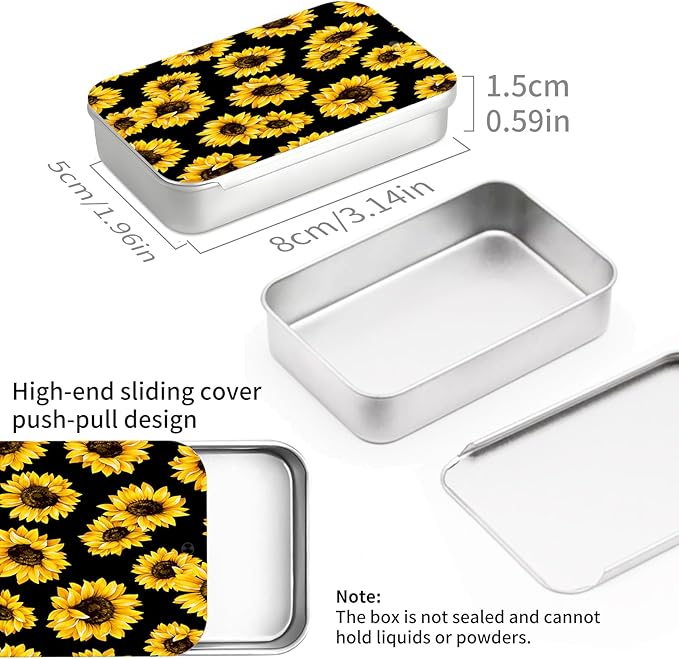 Portable Dental Floss Case, Refillable Cute Travel Floss Dispenser for Men & Women, Pocket Travel Floss Picks Case for Purse, Backpack, Bag Bright Yellow Sunflowers