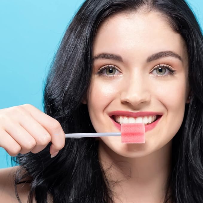 250 Pcs Disposable Mouth Swabs Sponge, BVN Oral Swabs, Oral Care Swabs Disposable, Mouth Swabs, Unflavored and Sterile Disposable Dental Swabsticks for Mouth Cleaning, Pink