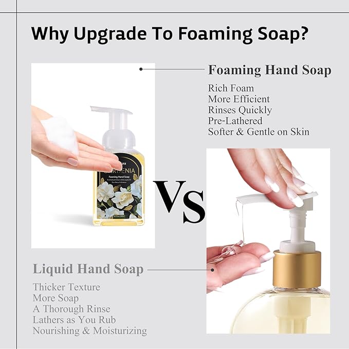 ROMIIE ZOI Hand Soap Refills Foaming, Gardenia Scent Natural Plant Moisturizing Foam Soap Refills with Dispenser 1 L/ 33.8 FL OZ(Pack of 3)