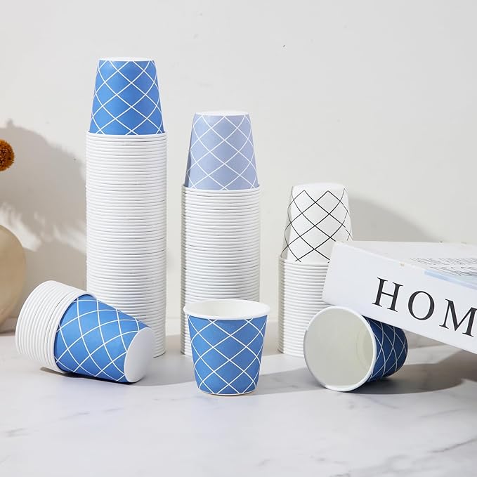 Tamone 600 Pack 3 oz Bathroom Cups, Small Paper Cups, Mouthwash Cups, Disposable Paper Cups, white, blue cups, gray cups, 3oz Paper Cups for Party, Picnic, BBQ, Travel, Home and Event