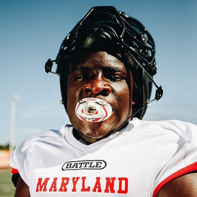Battle Sports Oxygen Football Mouthguard - Football Mouth Guard with Strap, Superior Airflow & Better Performance, Maximum Breathability, Works with Braces