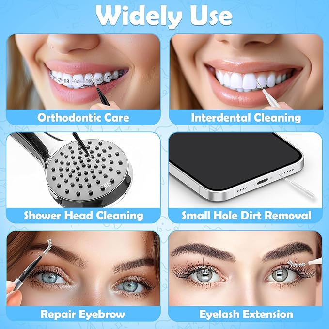 120Pcs Interdental Brushes, 360° Bendable Soft Bristles Braces Flossers Dental Brushes Between Teeth Gum Interdental Brushes for Gum Braces Oral Teeth Cleaning Tool (Black, White)