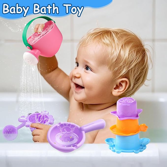 6Pcs Toddler Bath Toys for Kids Ages 1-3, Baby Bathtub Toys, Pool Toys, Water Table Toys, Gift