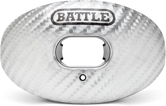 Battle Sports Carbon Oxygen Football Mouthguard - with a Convertible Strap, Superior Airflow & Better Performance, Maximum Protection & Breathability Football Mouthpiece, Works with Braces - Silver