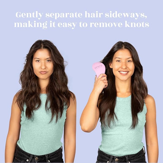 Crave Naturals Glide Thru Detangling Brush For Natural, Curly, Straight, Wet or Dry Hair - Gentle Detangler Brush Styling Tool for Adults, Kids, Toddlers and Little Girls - 7.5 x 3 in, Pink