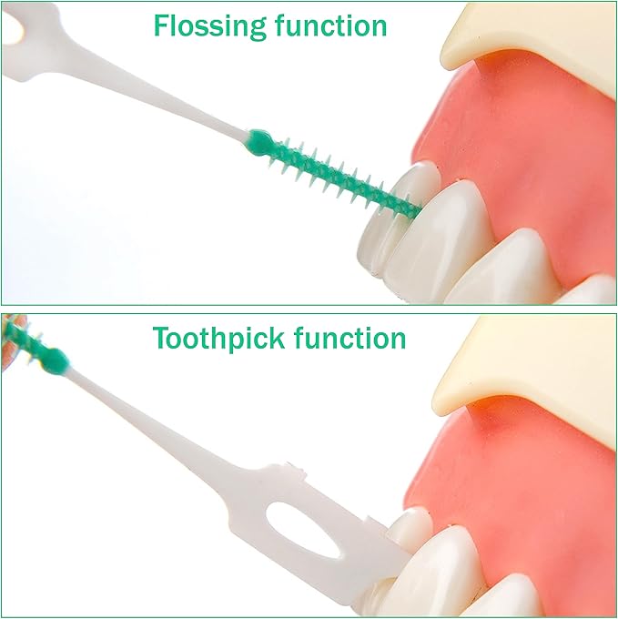 Ndzefan160PCS Portable Soft Silica Gel Toothpick Dental Floss Picks Soft Original Suitable for Oral Care of Adults and Childrens,Toothpick Brushes Teeth Cleaning Tool (Green)