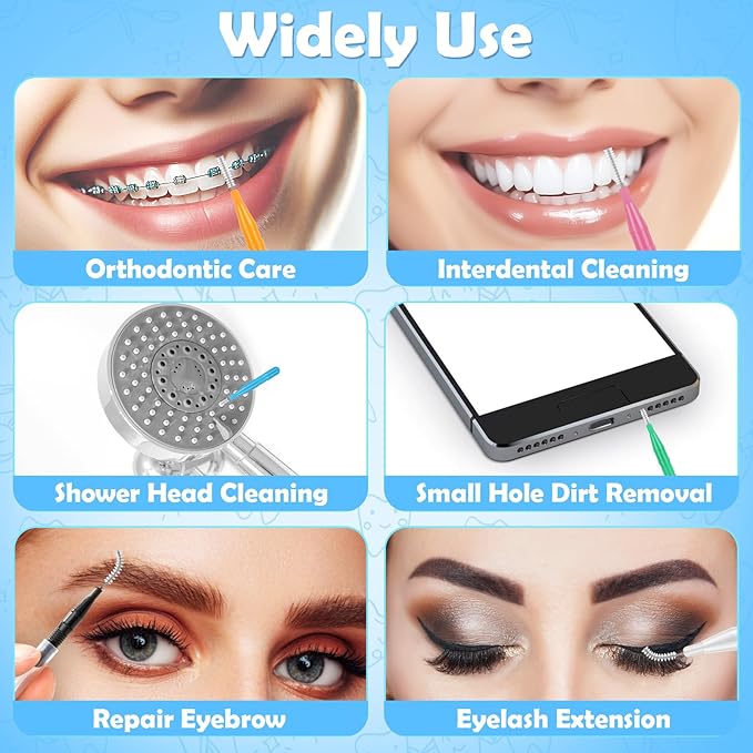 120Pcs Interdental Brushes, 360° Bendable Soft Bristles Braces Flossers Brush Dental Brushes Between Teeth Dental Floss Picks for Gum Braces Oral Teeth Cleaning Tool