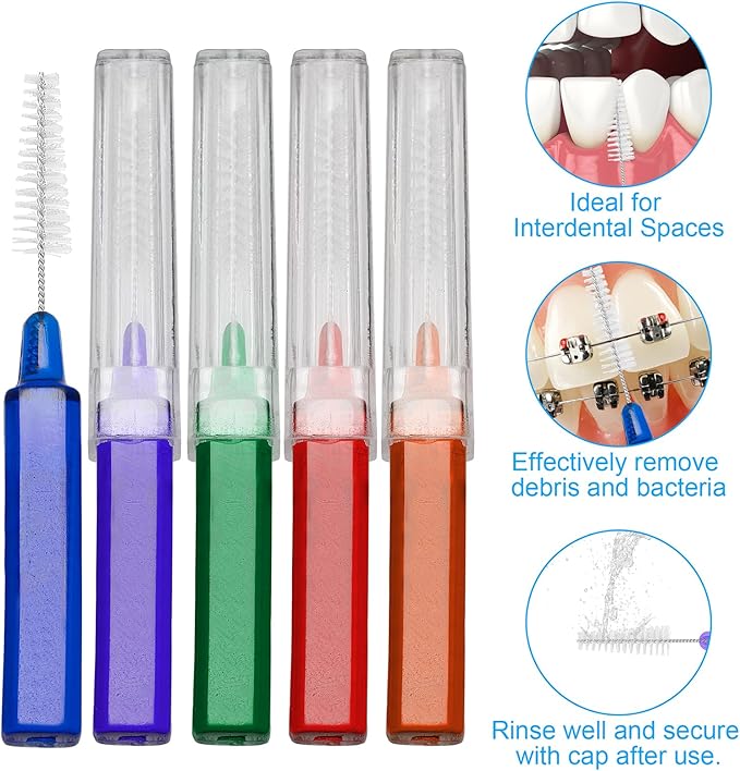 B Rush Interdental Advanced Brush for Braces, Oral Teeth Cleaning, Dental Disposable Soft Flossing Brushpicks Removes Plaque, Tapered Head Reach Both Small Tight Gaps and Wide Spaces (100 Pcs)