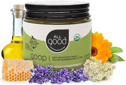 All Good Goop Organic Skin Care Recovery Balm - All Purpose Ointment w/Calendula, Lavender, Beeswax - Chafing Cream, Dry Skin Salve, Cracking Lip Moisturizer - Soothes, Hydrates & Calms - 2oz