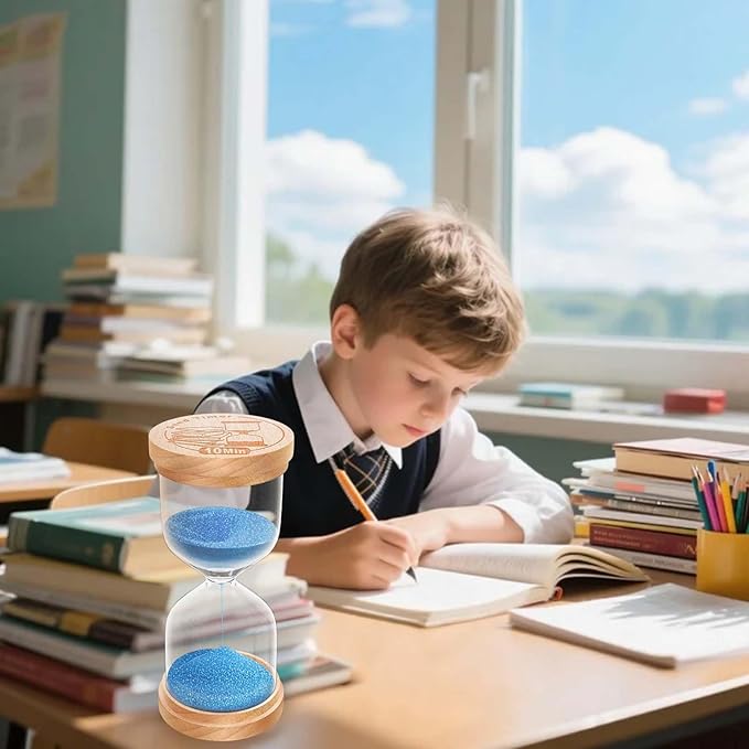 60 Minute Sand Timer Hourglass, Beech Wood Hourglass Sand Clock, Small Blue Wooden 60 Min Hour Glass, 1 HourMinutes Sandglass, Reloj De Arenai, Classroom, Game, Kitchen, Home, Office, Decorative